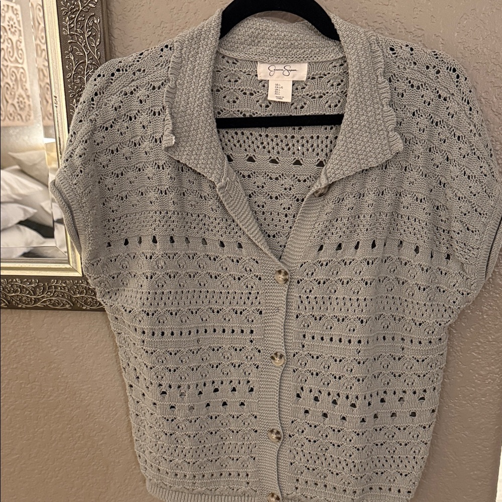 Light green Knit Button-Up Women's Top